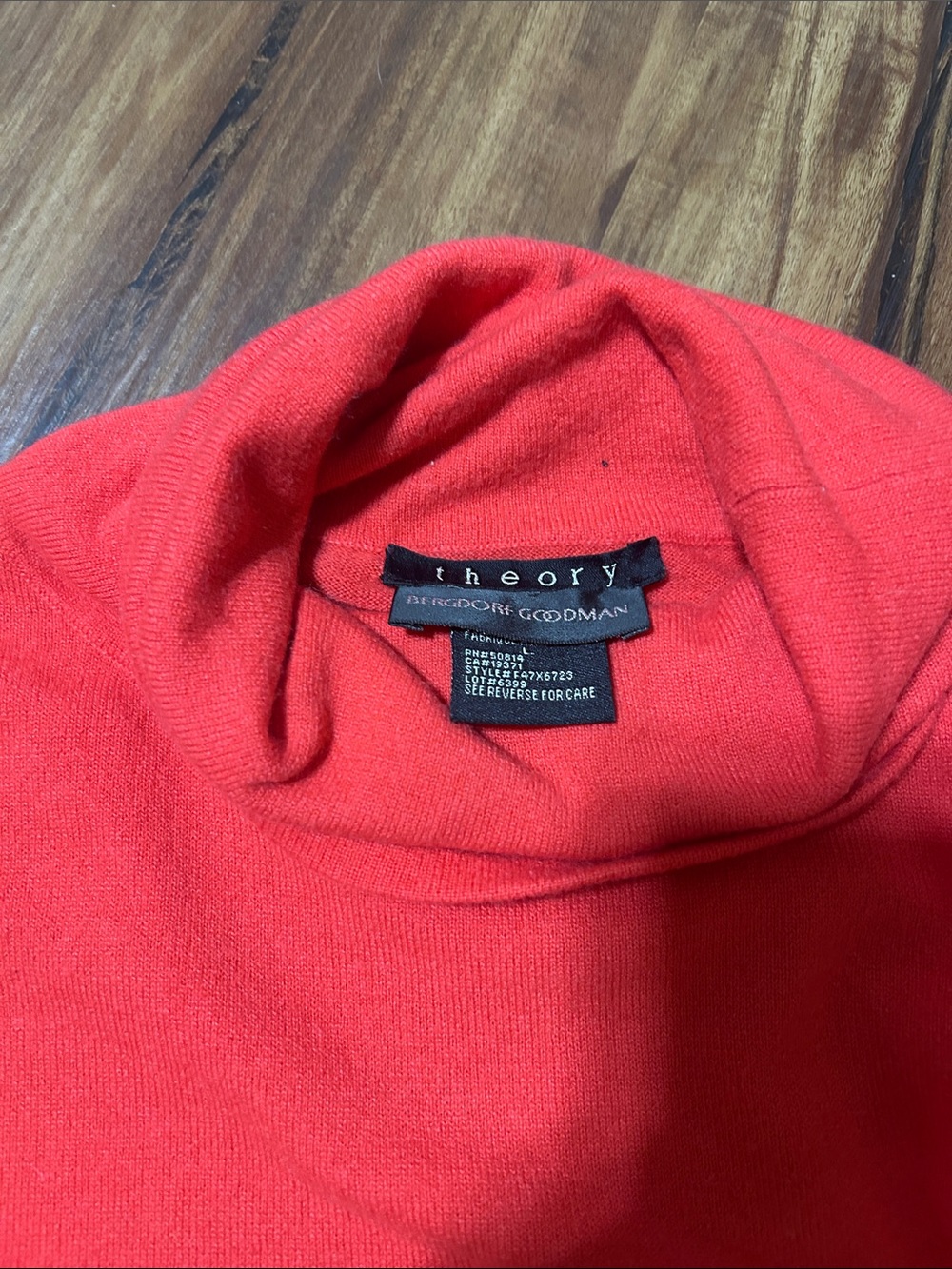 Theory Bright Coral Turtleneck Sweater